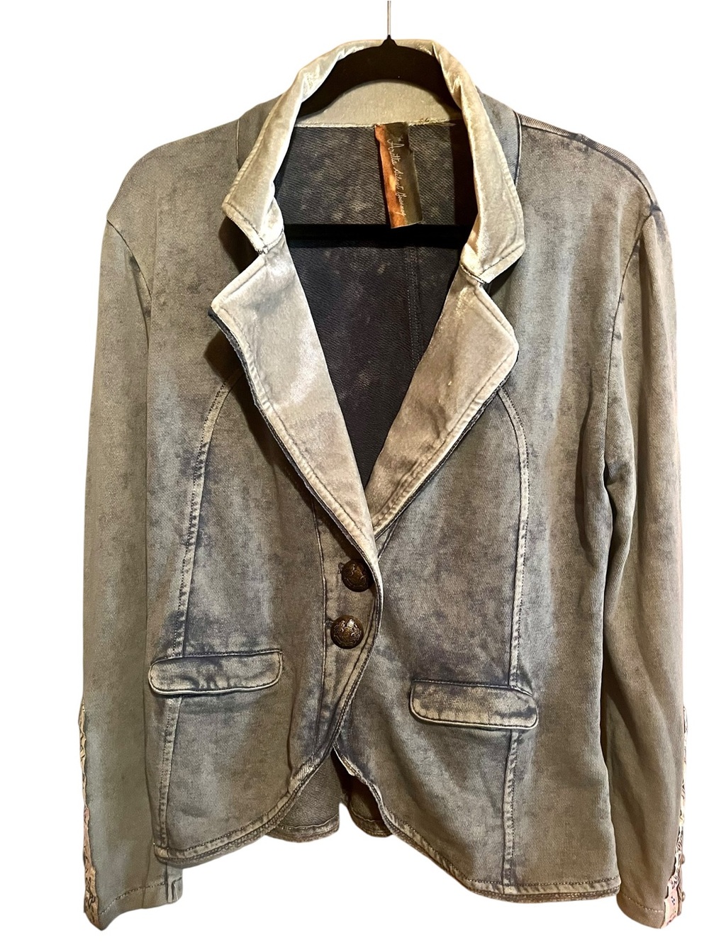 Aratta silent Journey washed Blue Blazer With Embellished cuffs